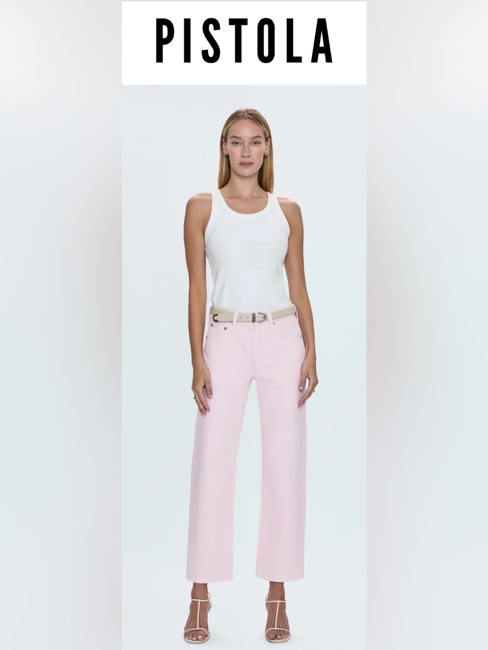 LEXI MID RISE BOWED STRAIGHT JEAN - BLUSH - Picture 4 of 5